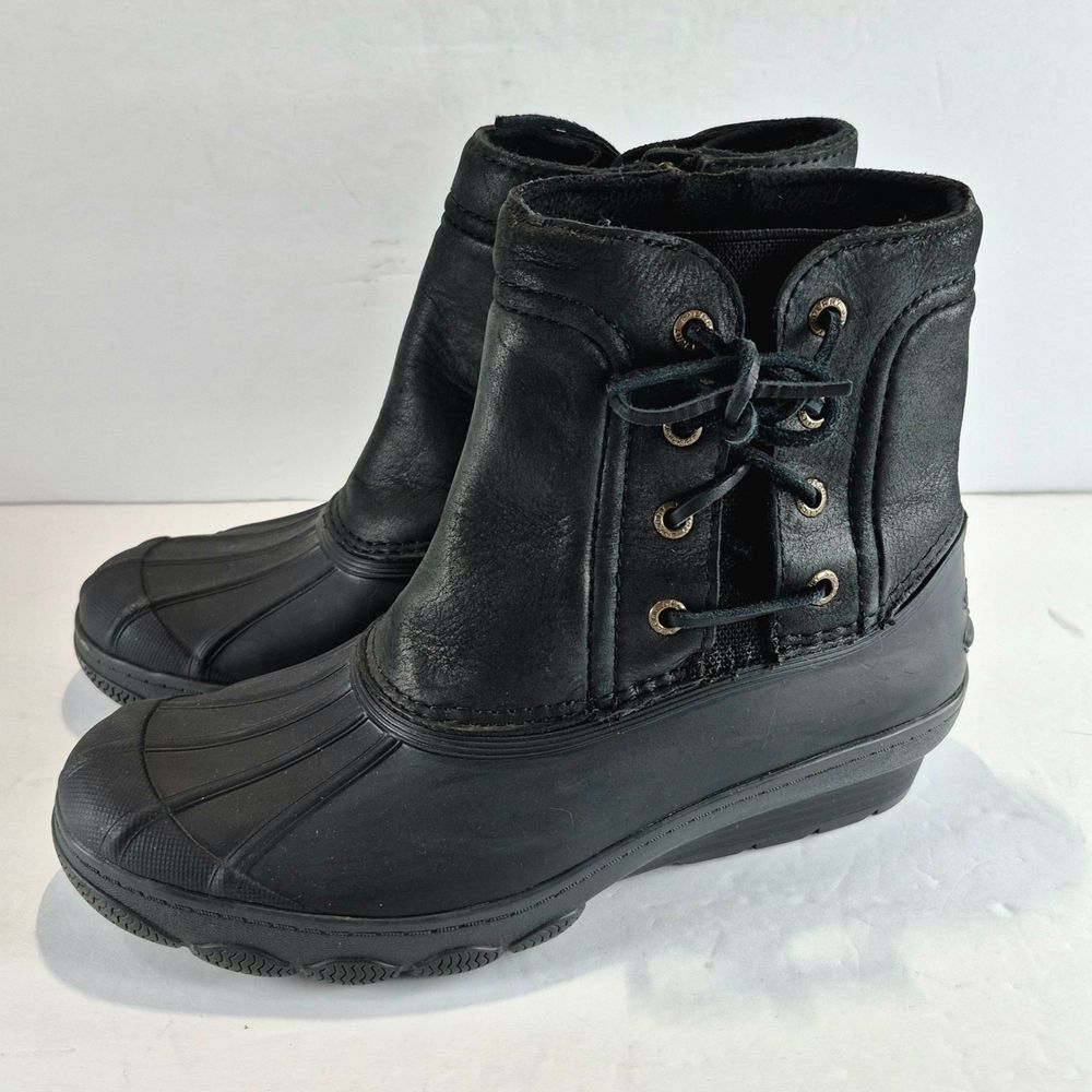 Sperry Top-Sider Women's Saltwater Wedge Black Duck Boots, Size 7